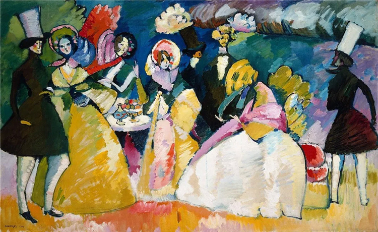 Group In Crinolines 1909 Wassily Kandinsky Abstract Oil Painting